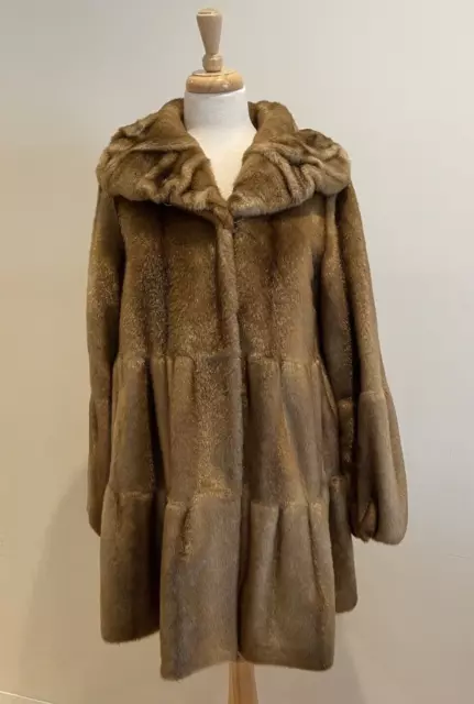 Jones New York Wn's Sz M Faux Mink Fur Tiered Swing Coat Retail $380