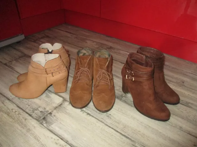 Lot de 3 paires de bottines façon daim - Pointure 36