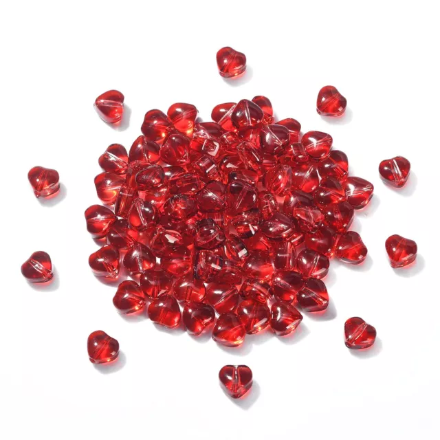 100x Cuentas de cristal de vidrio con lámpara rojo dulce corazón cuentas sueltas para hacer joyas 2