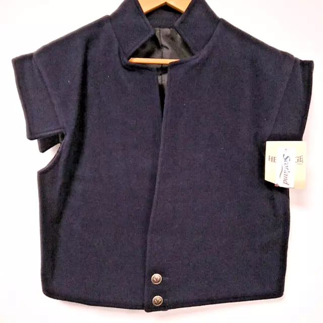 Heritage Clothing Scotland Navy Blue Jacobite Waistcoat 100% Wool Lined Size - S