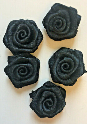 CM3 350 ROSELLINE in raso NERO CM 3 E STRASS  DECORARE ORECCHINI SPILLE ABITI 