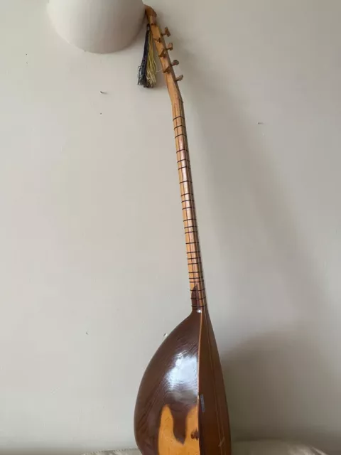 Antique Turkish Mulberry Baglama Saz Long Neck Lute 