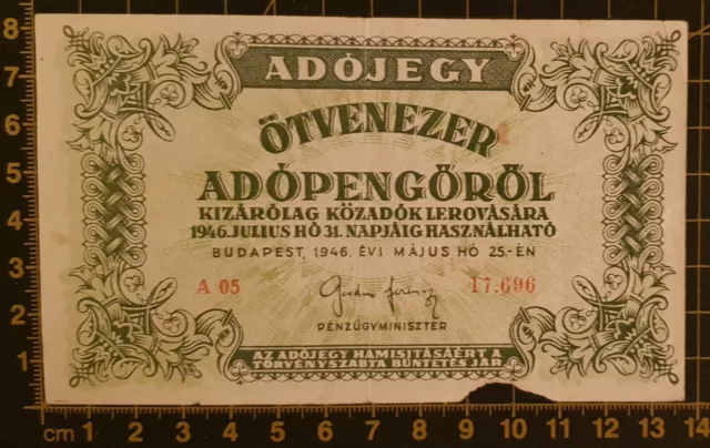 50000 Pengö 1946! Adopengö! Ungarn