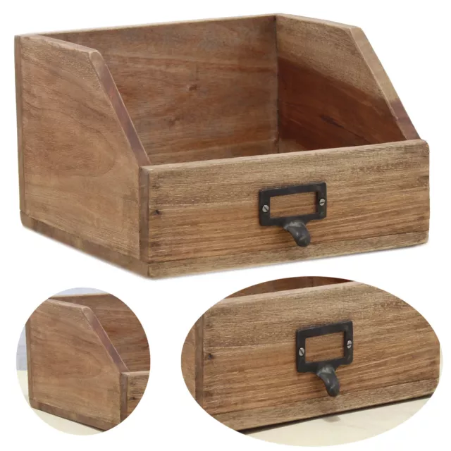 Vintage Holz Aufbewahrungsbox 24cm Retro Apotheker Schublade Kasten Box Kiste