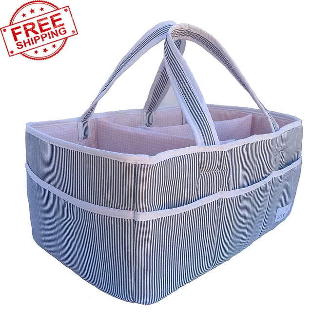 Baby Diaper Caddy Organizer - Nursery Storage Basket Bin Baby Item Blush, Large
