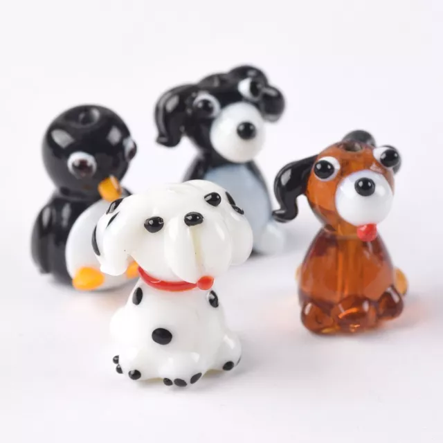 2pcs Dog/Penguin Shape Handmade Lampwork Glass Beads for DIY Jewelry Making