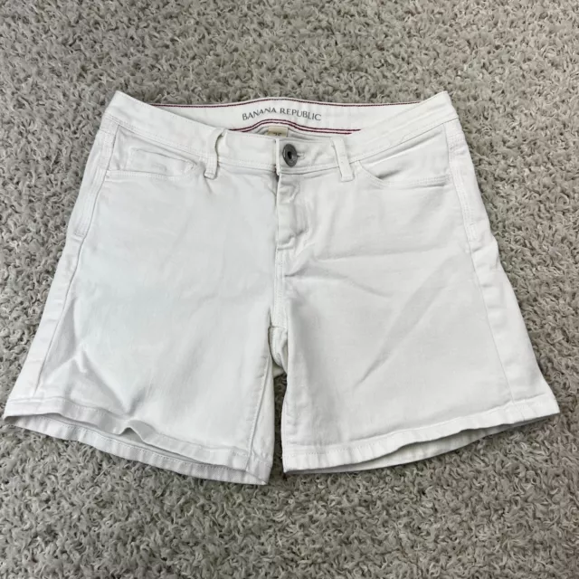 Banana Republic Jean Shorts Womens Size 25 White Denim Low Rise Flat Front