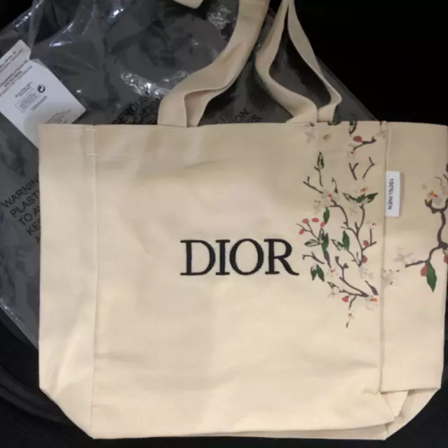 Dior Beaute Tote Bag GWP Gift Shopping Bag Flowers Canvas Bag Authentic Sealed