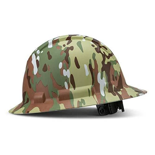 Full Brim OSHA Construction Hard Hat Work Approved Safety Helmet Army Camo Gl...