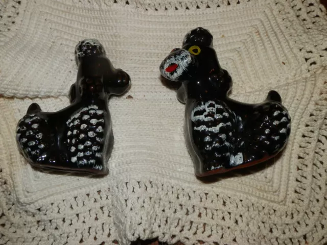 Vintage Set of 2 Black Poodle Figurines Sitting  3" x 3.5" Japan Collectibles