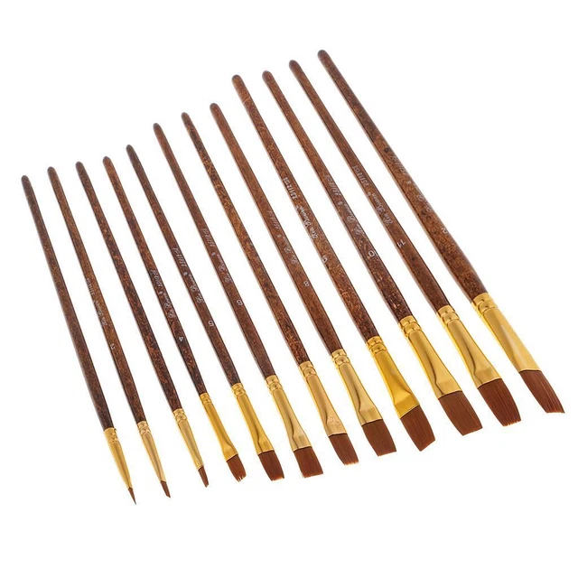 Set di pennelli da 12 pezzi Pennelli da artista per pittura acrilica ad olio