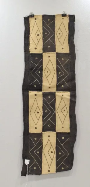 African Kuba Cloth Natural Woven Raffia Table Runner Congo