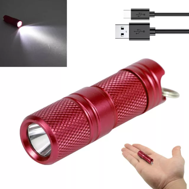 Taschenlampe Mini USB Fackel Aufladbare EDC LED Licht für Schlüsselbund 530LM 2