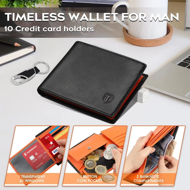 Portafoglio Uomo In Vera Pelle Sottile Triplo Con Blocco RFID E Finestra ID - Leatherboss