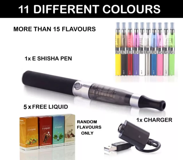 Electronic E Shisha Hookah Rechargeable Sheesha Vapor Pen & 5 Liquid