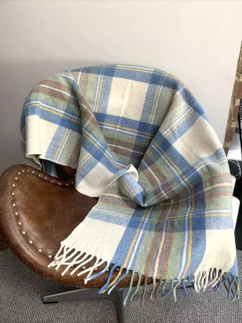 THE TARTAN BLANKET CO Small Recycled Wool Blanket Stewart Muted Blue 75"X 30"app