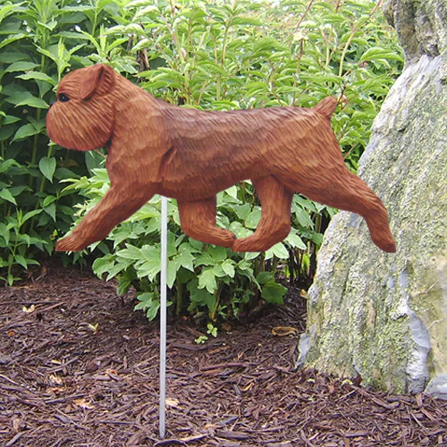 Brussels Outdoor Griffon Garden Chien Hand Sign Painted Figure Red