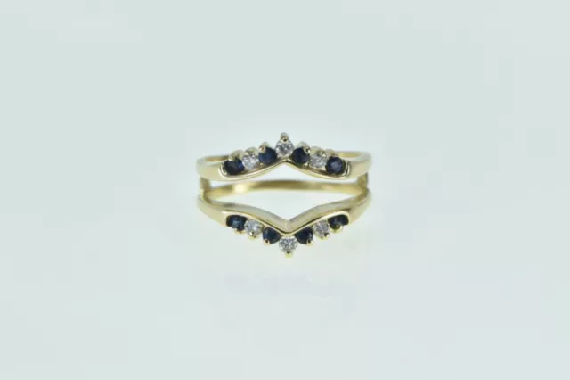 14K CHEVRON SAPPHIRE Diamond Wrap Wedding Ring Yellow Gold *52 $305.96 ...
