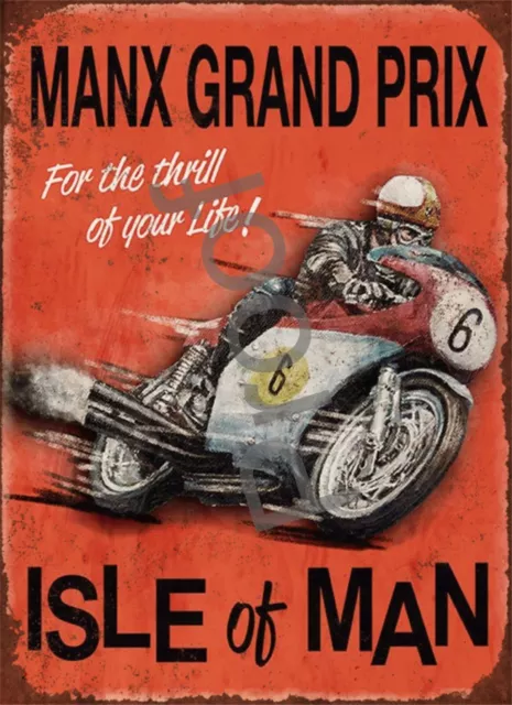 Manx Grand Prix #0202 Sign 10 X 7.7" Garage Shed Aluminium Metal Bike 