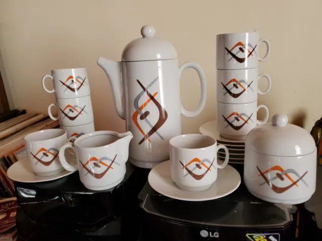 Céramique porcelaine Service Tea/café SCHIRNDING BAVARIA XXe art déco design
