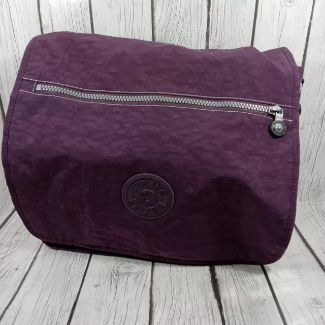 Kipling Nylon Madhouse Expandable Purple Messenger Bag  Crossbody NO CHARM