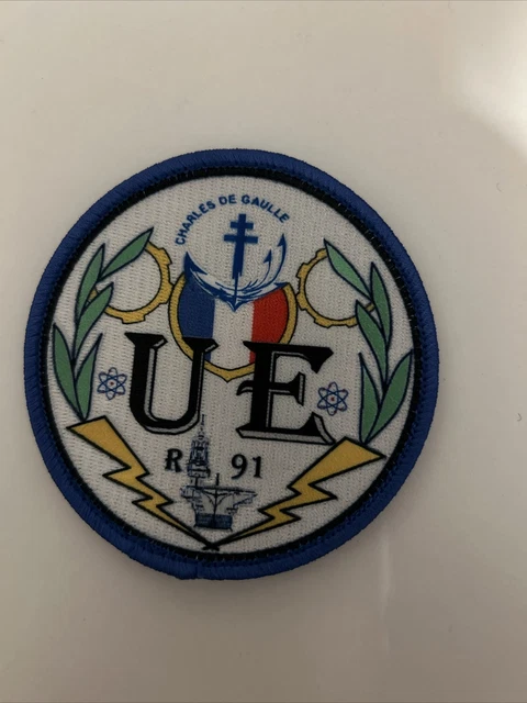 Patch Brodé Thermocollant Charles De Gaulle Rafale - Dim. 9x6,5cm, Avion Chasse Marine - Fermeture Fer à Repasser - 4