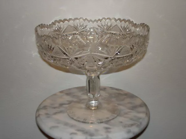 Brilliant Period Cut Glass Large Footed Fruit Bowl