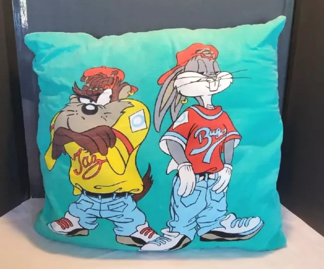 1994 VINTAGE WARNER BROS LOONEY TUNES THROW PILLOW TAZ BUGS BUNNY made in USA