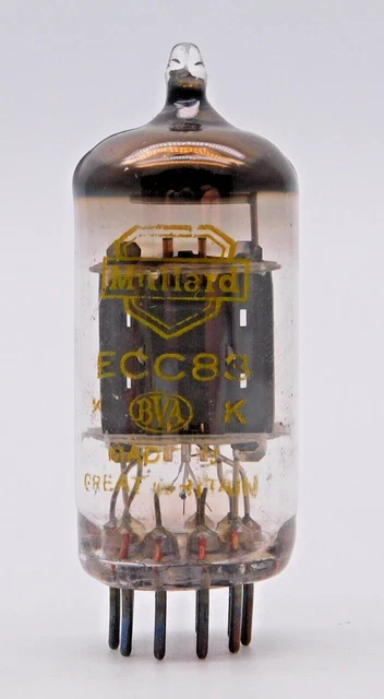 MULLARD ECC83 12AX7 Valve Tube I61 Yellow Print Short Plate Used