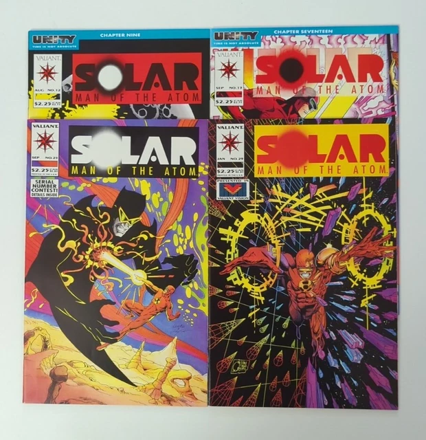 Lot Of 4 1992-94 Valiant Solar Man Of The Atom Comics #12 13 25 & 29 VF/NM
