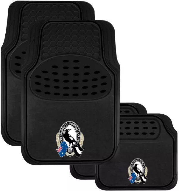 COLLINGWOOD MAGPIES Official AFL Universal Rubber Car Floor Mats Carpet