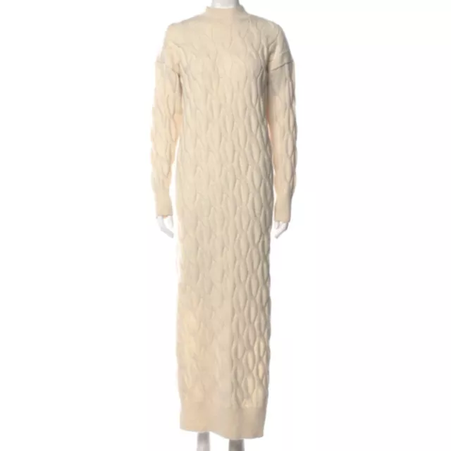 LINE & Dot Dorothy Cable Knit Maxi Sweater Dress Side Slit Mock Turtleneck M