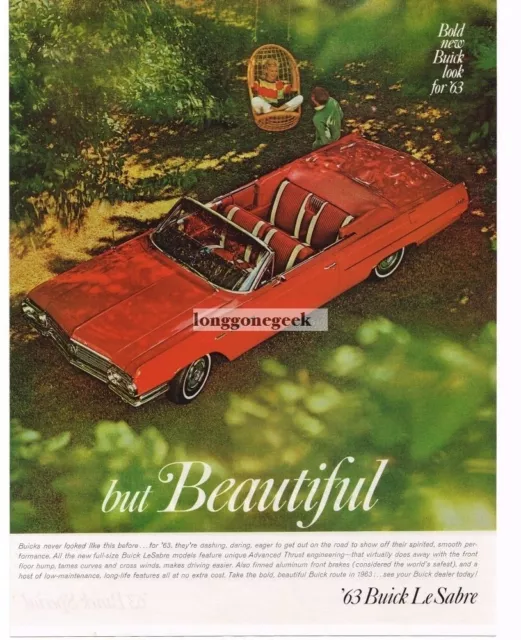 1963 BUICK Le Sabre Red Convertible Vintage Ad