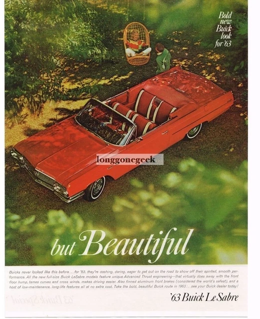 1963 BUICK Le Sabre Red Convertible Vintage Ad