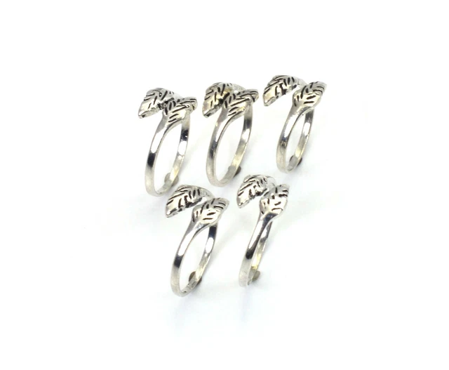 WHOLESALE 5PC 925 SOLID STERLING SILVER PLAIN FEATHER RING LOT i096