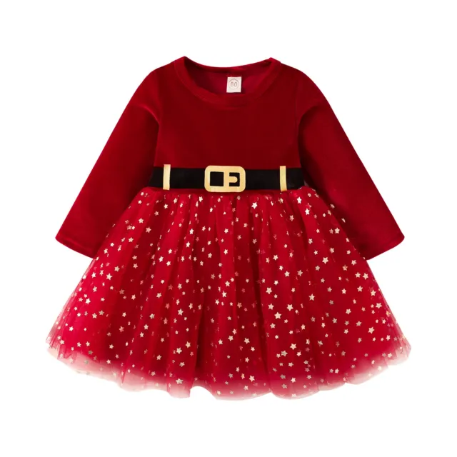 Red Outfit Xmas Party Costume Kids Baby Girls Christmas Santa Tutu Dress Cosplay
