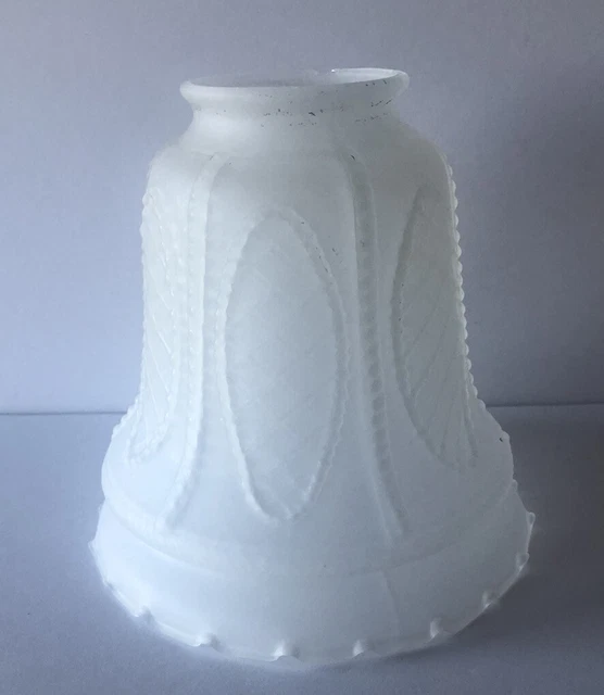 Vintage Frosted Ruffled Bell Raised Pattern Chandelier Sconce Replacement Shade