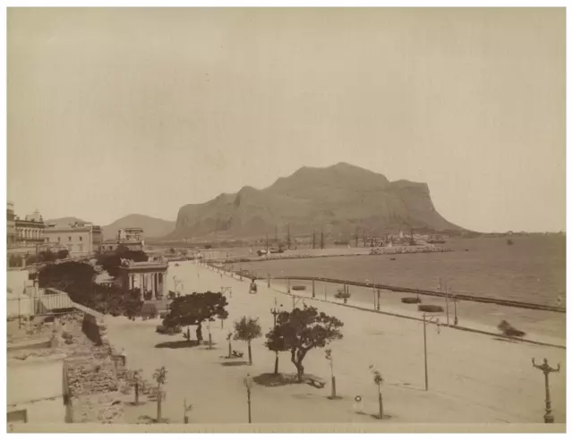 Italia, Palermo, Foro Italico e Monte Pellegrino Vintage albumen print,  Tirag