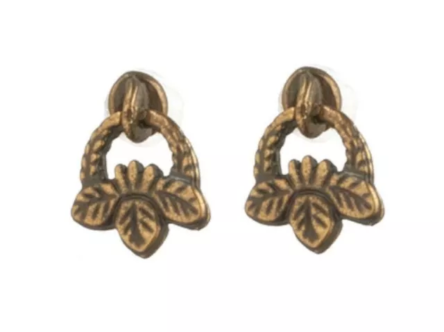 Dolls House Antique Brass Leaf Drop Handles Drawer Pulls Miniature 1:12 Scale