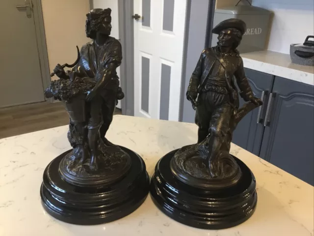 A Beautiful Large Pair Of Antique Edwardian Spelter Figures, Circa 1910.