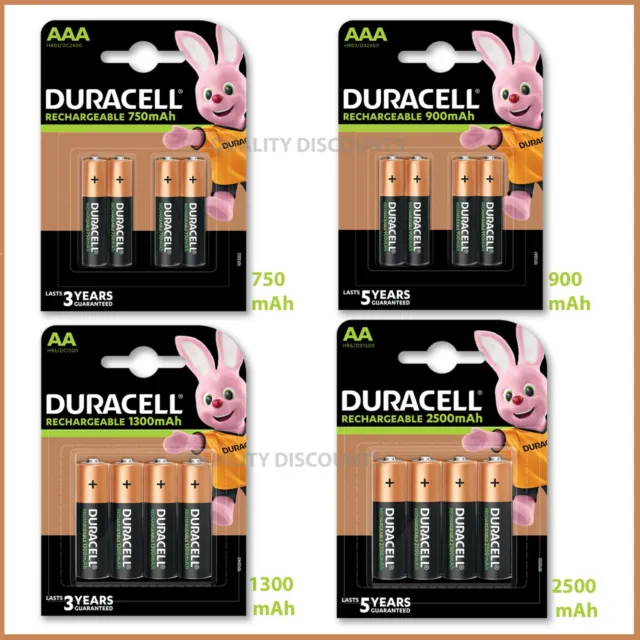 Duracell Rechargeable Batteries AA AAA Ultra Plus NiMH Pre Stay Charged