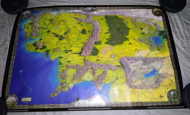 JRR TOLKIEN LORD of the Rings Map Of Middle Earth LOTR 1997 Fantasy £66 ...