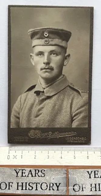 CDV Foto Portrait Soldat um 1905 Regiment siehe Schulterklappe Lüdenscheid