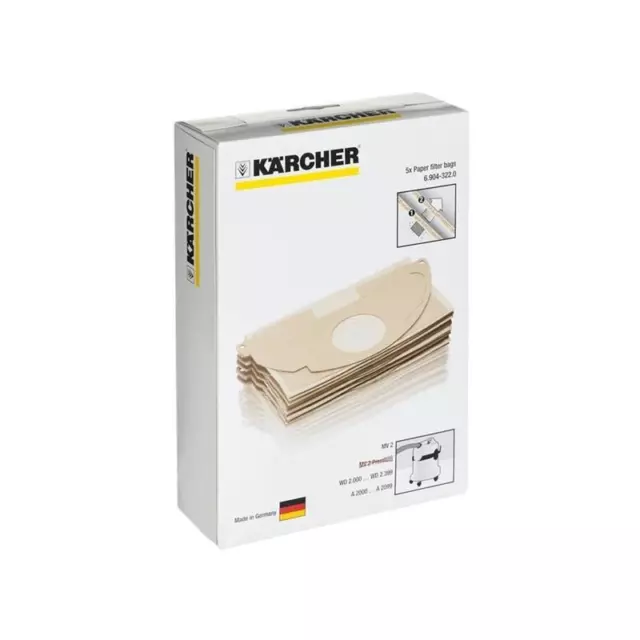 GENUINE Karcher WD2 MV2 Series Vacuum Cleaner Bags 6.904-322.0 Pack of 5