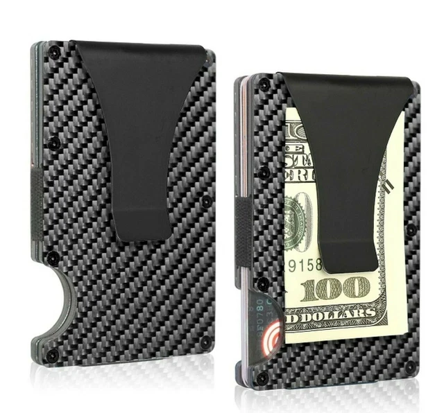 Men RFID Blocking Slim Money Clip Wallet Credit Card Carbon fiber