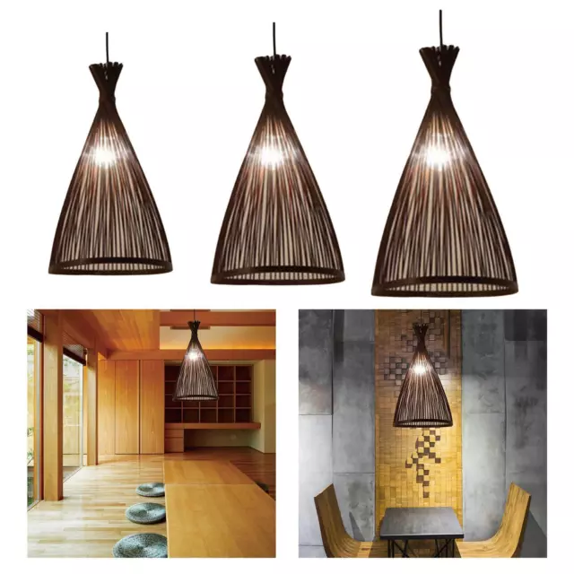 Bamboo Pendant Lamp, Retro Chinese Style Chandelier Hanging Light Ceiling