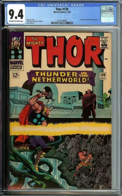 Thor #130 Cgc 9.4 Ow/Wh Pages // Hercules + Pluto App 1966