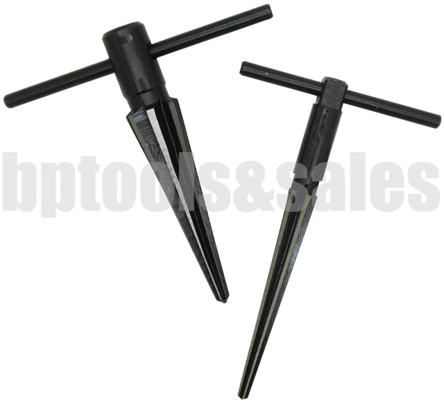 2pc T-HANDLE TAPERED REAMER SET 1/8" to 1/2" & 5/32" to 7/8" BRIDGE PIN HOLE