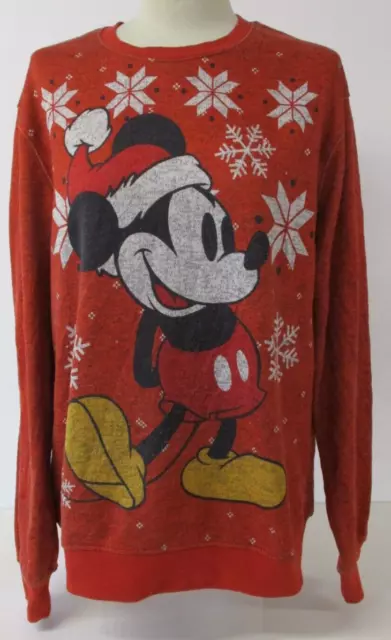 DISNEY Lightweight Sweatshirt, MICKEY MOUSE, Red & Black, Large