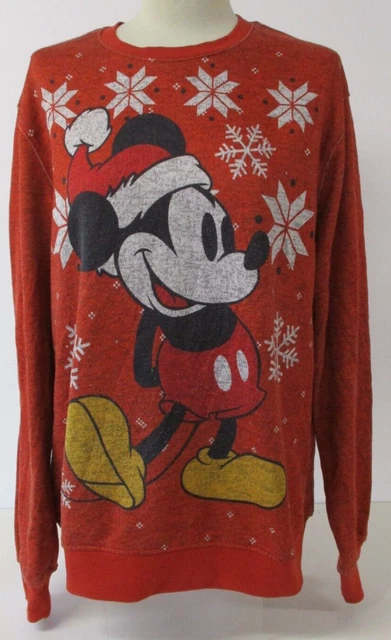 Felpa Leggera Disney, TOPOLINO, Rosso Nero Marle, Large, UK 16